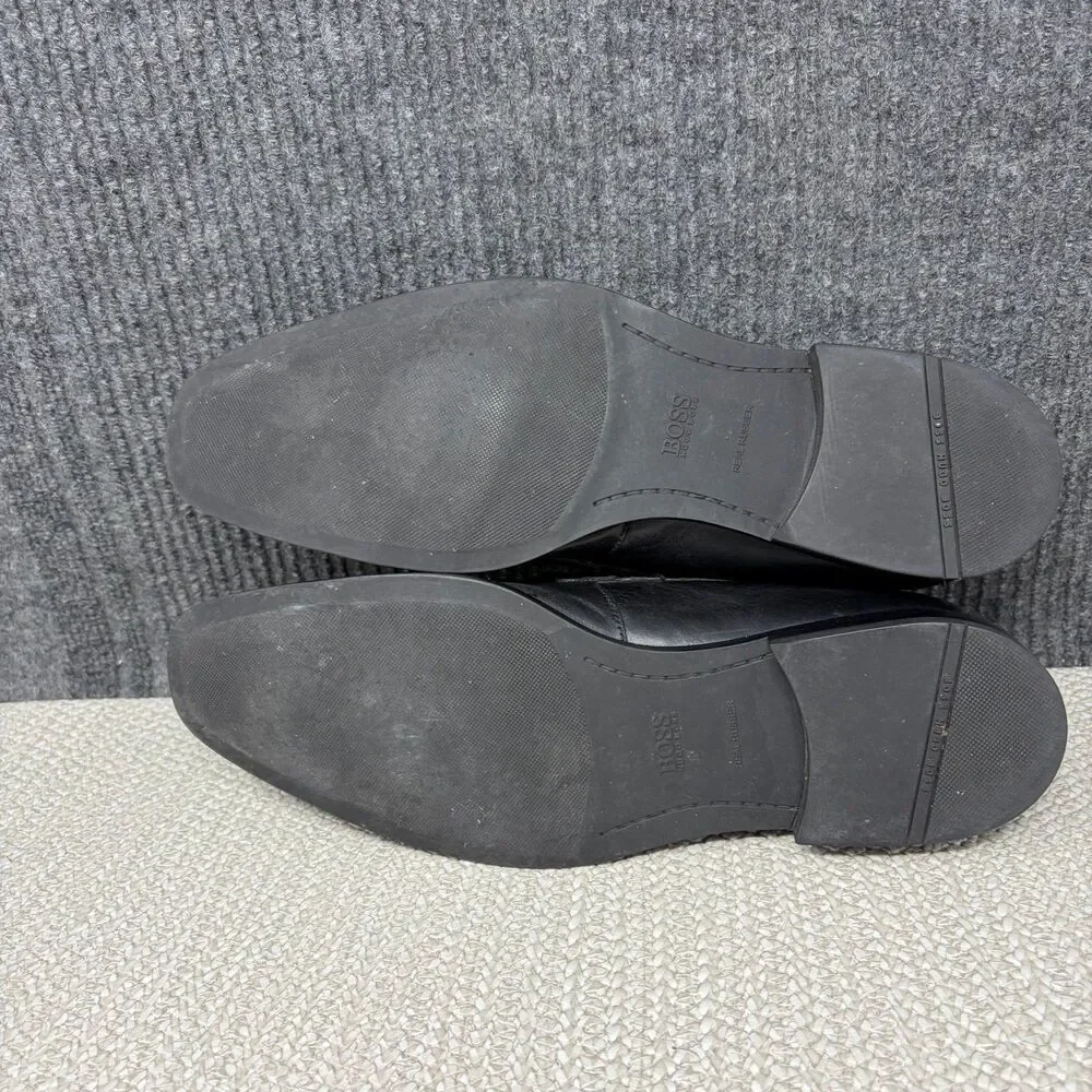 Hugo Boss Black Leather Penny Loafers Slip On Oxfords Dress Shoes Mens 10.5 US